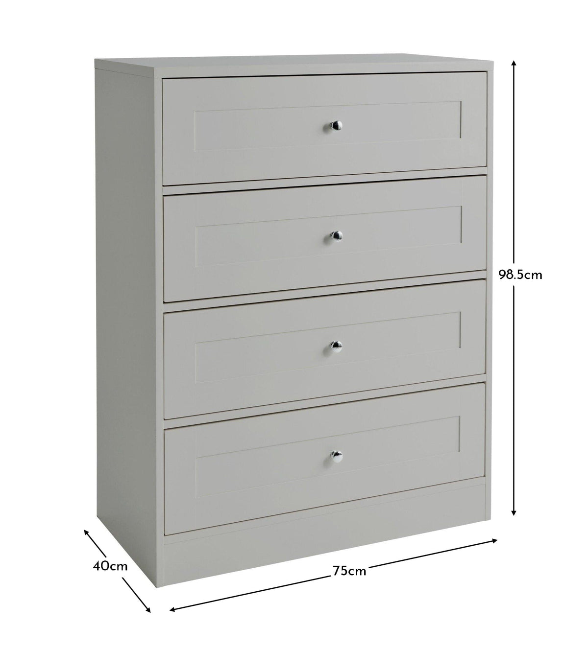 Stevie Chest of Drawers - 4 Drawer Grey