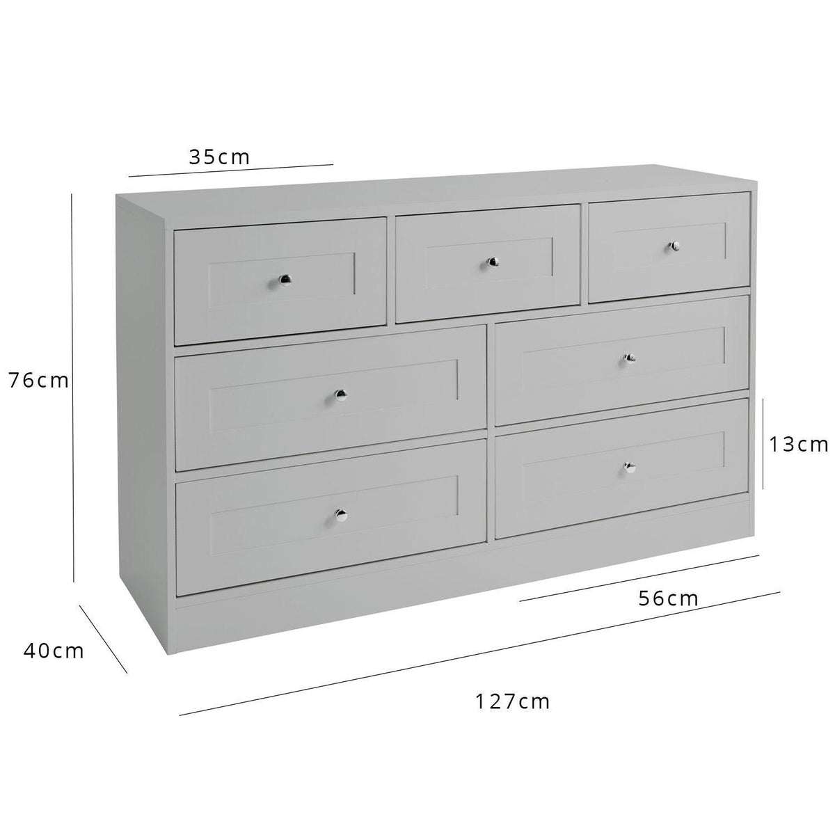 Stevie Wardrobe & Drawers Set - Grey
