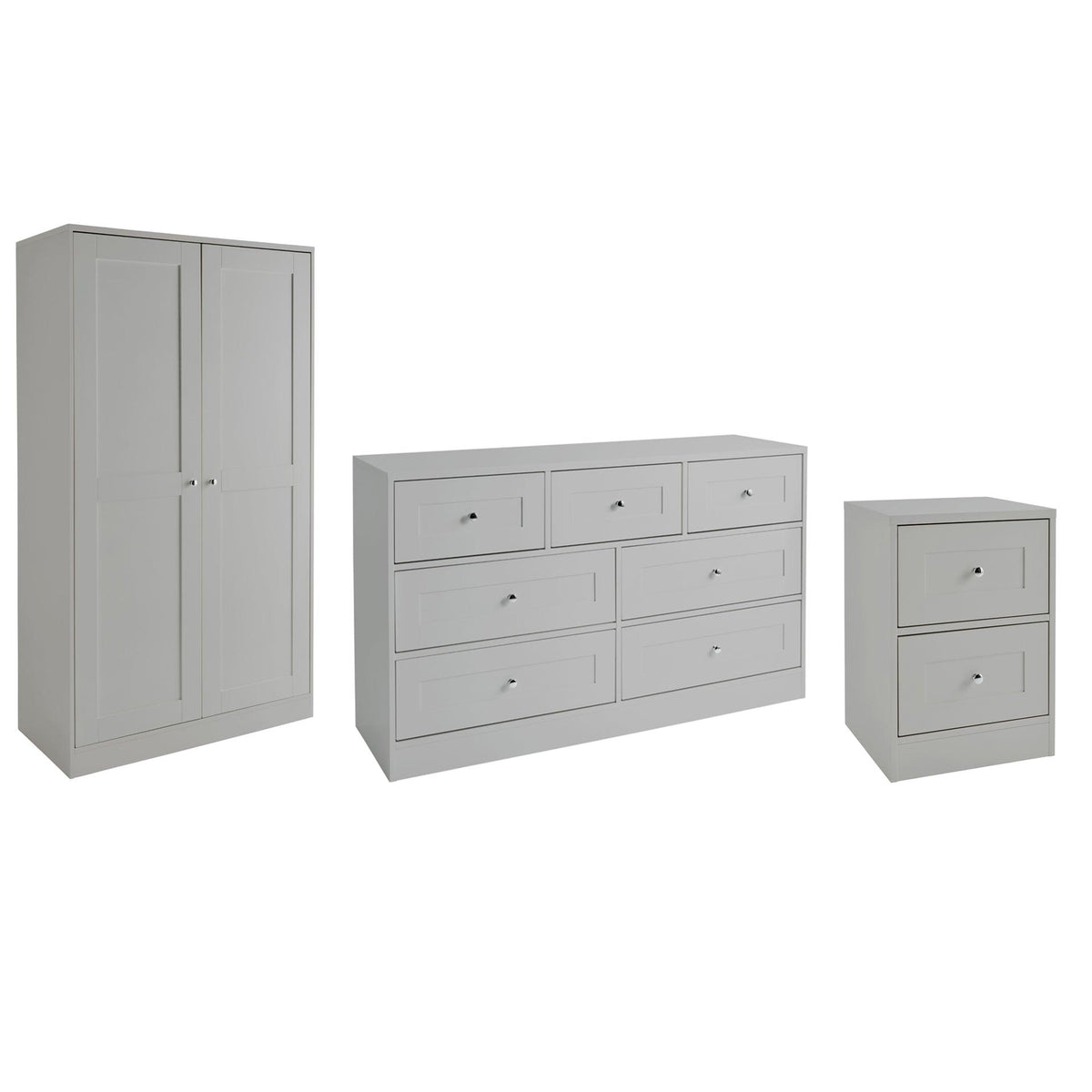 Stevie Wardrobe & Drawers Set - Grey