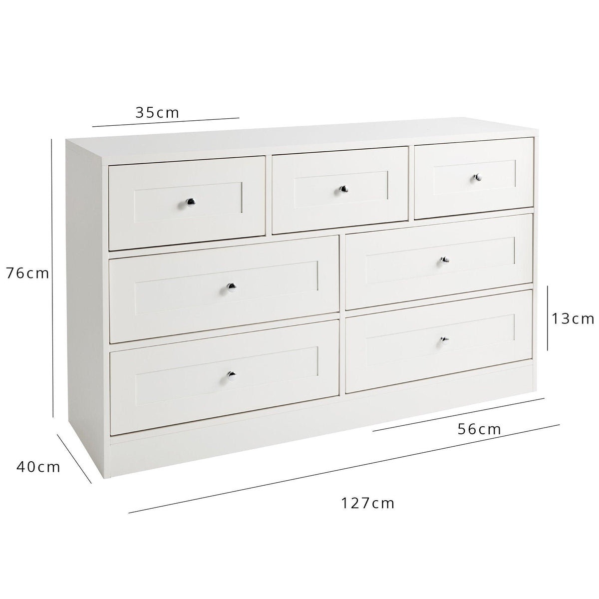 Stevie Wardrobe & Drawers Set - White