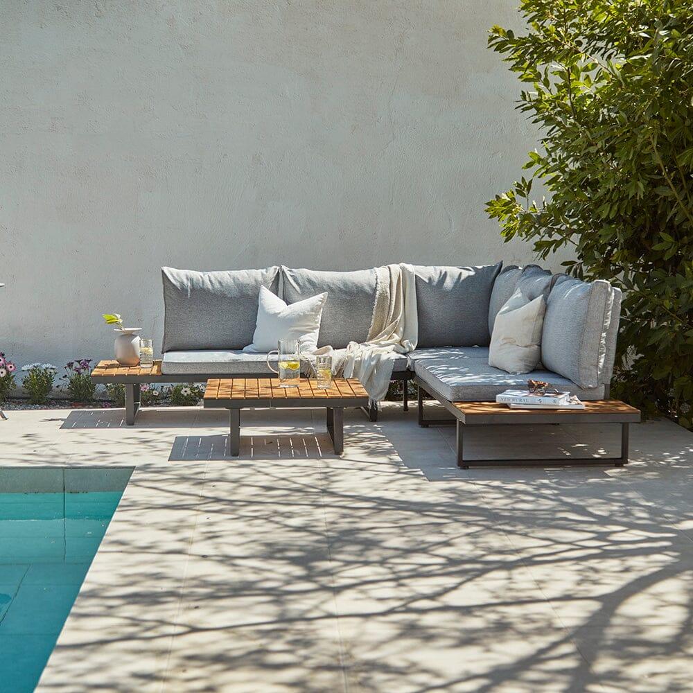 Thea Wooden Garden Corner Sofa Set