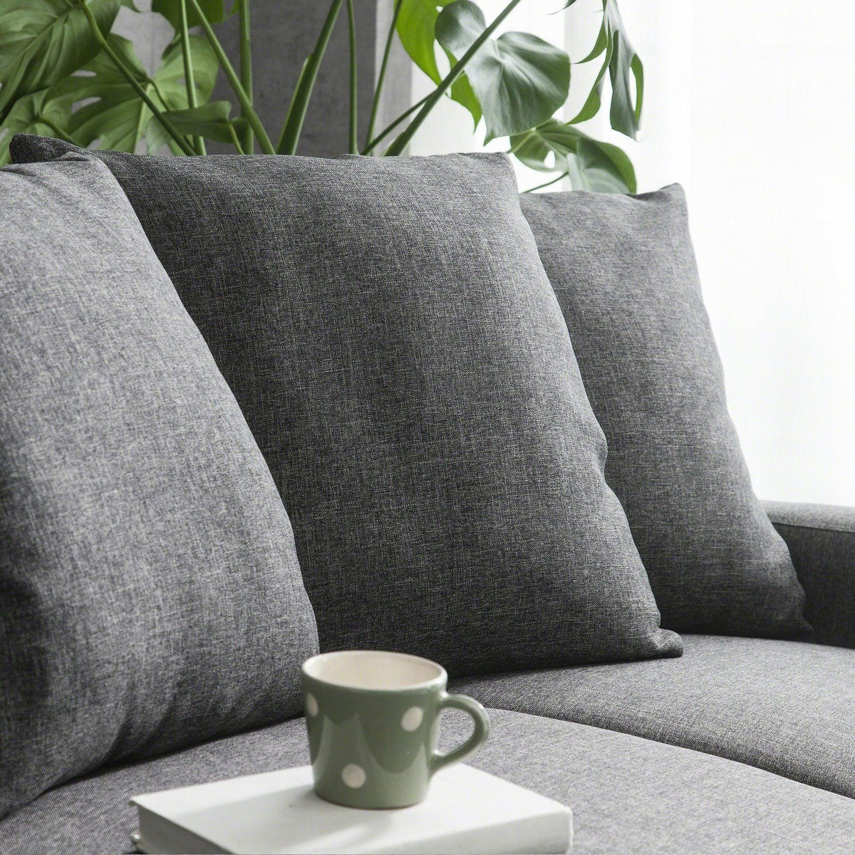 Tracy Corner Sofa - Grey Linen with Black Legs