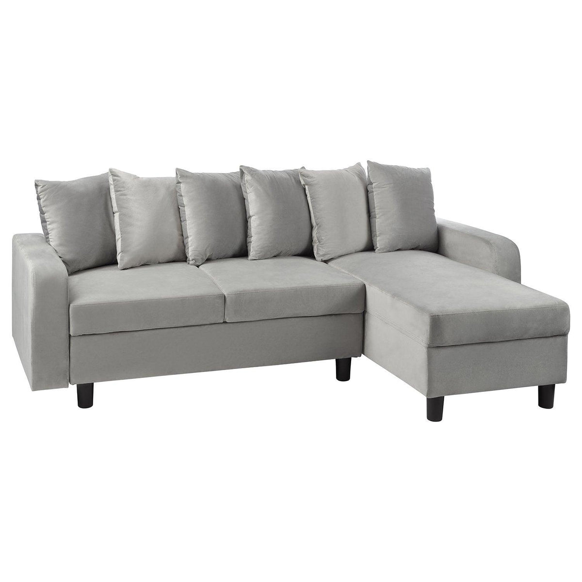Tracy Corner Sofa - Grey Velvet with Black Legs