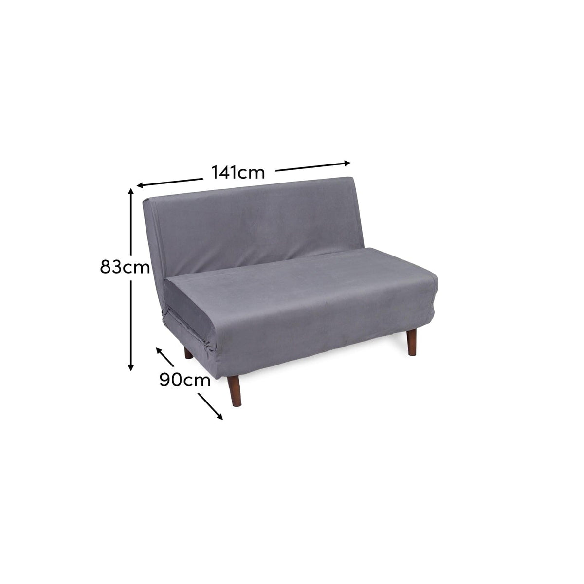 Una 2 Seater Double Sofa Bed - Grey Velvet