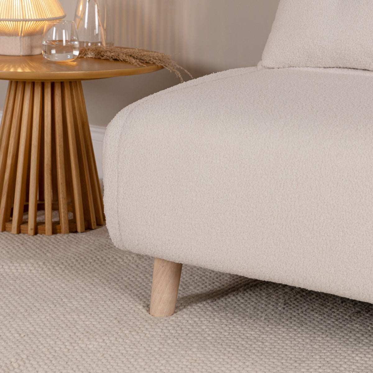 OUTLET - Una 2 Seater Double Sofa Bed - White Teddy