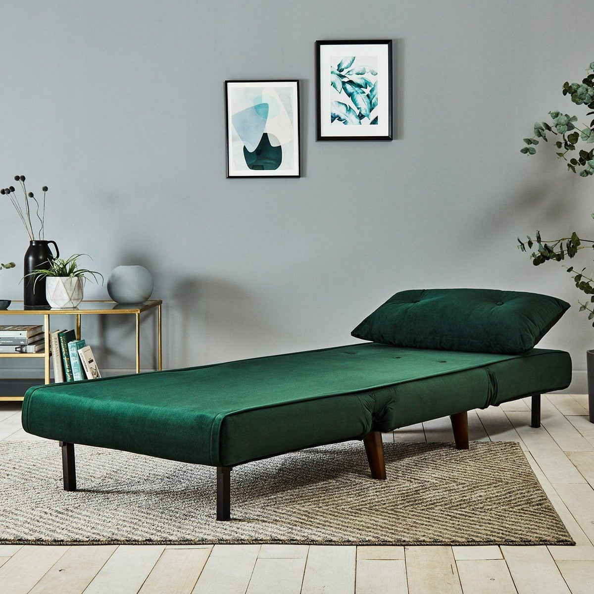 Una Single Sofa Bed - Green Velvet