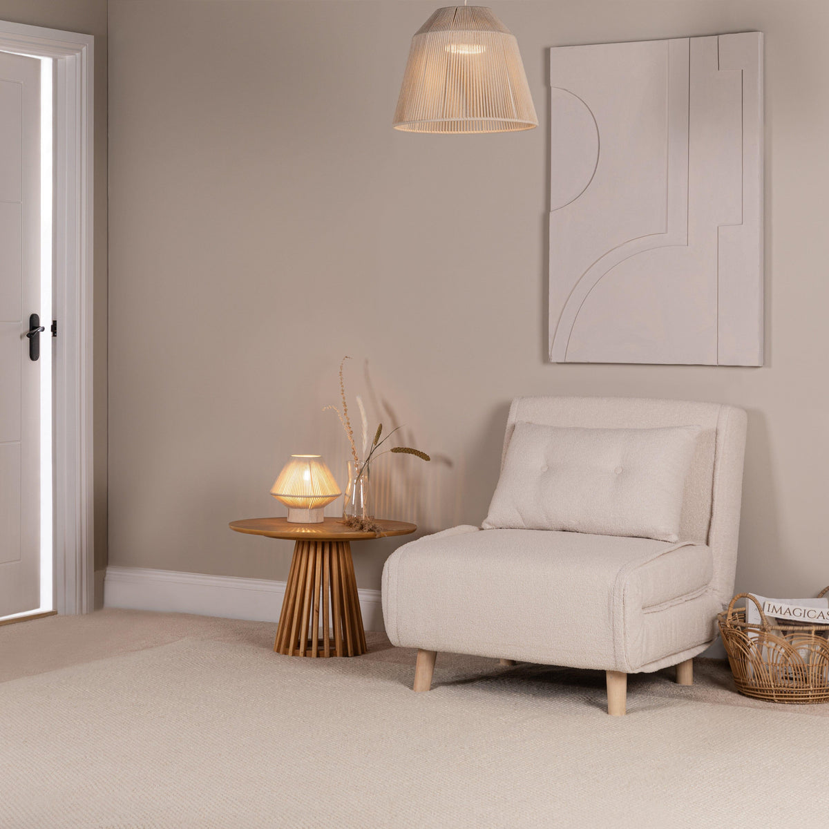 Una Single Sofa Bed - White Teddy