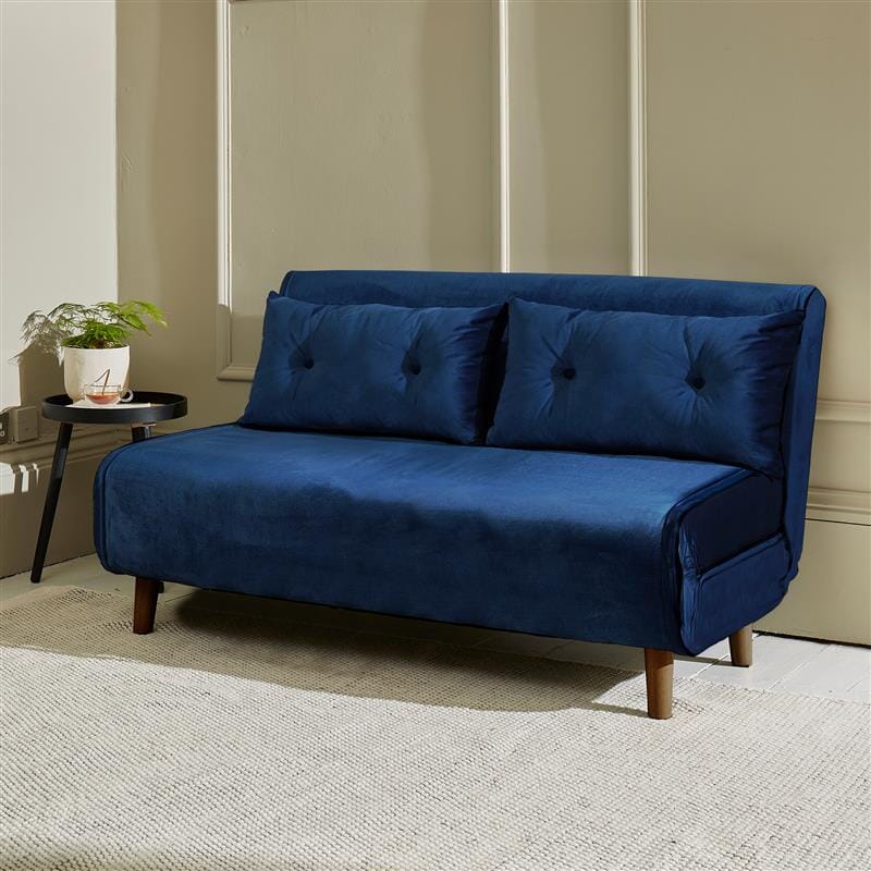 Una 2 Seater Double Sofa Bed - Blue Velvet
