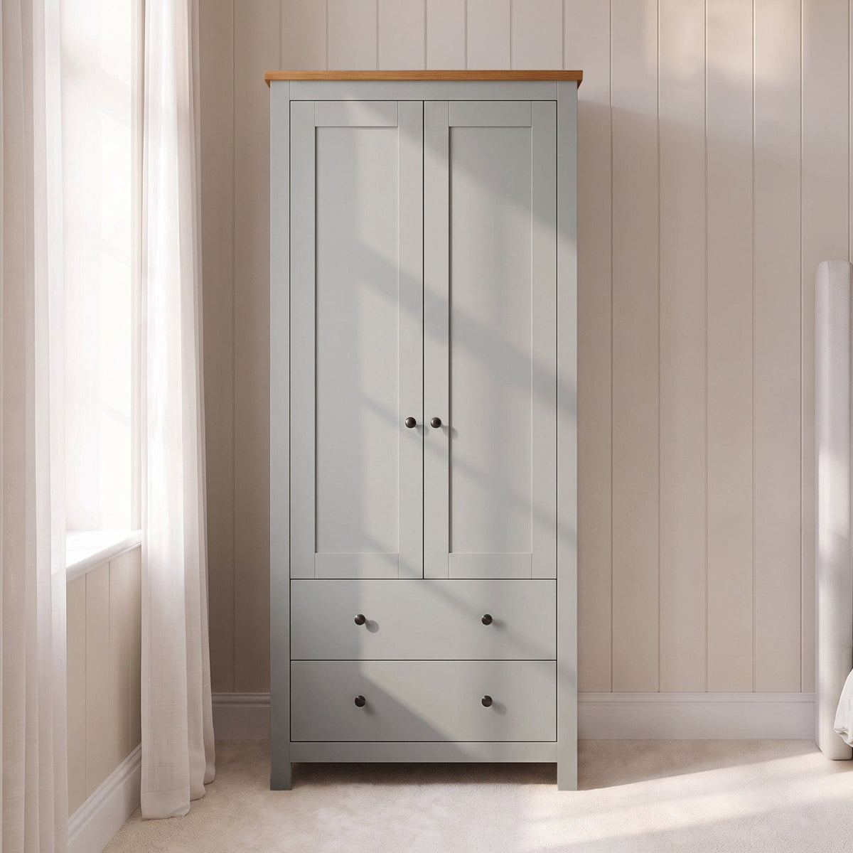 Bampton Wardrobe & Drawers Bedroom Set - Stone Grey