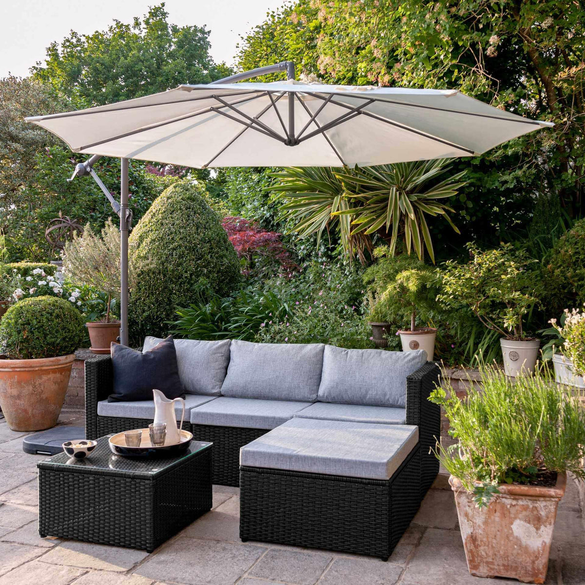Weston 4 Seater Rattan Garden Corner Sofa Set - Black Weave