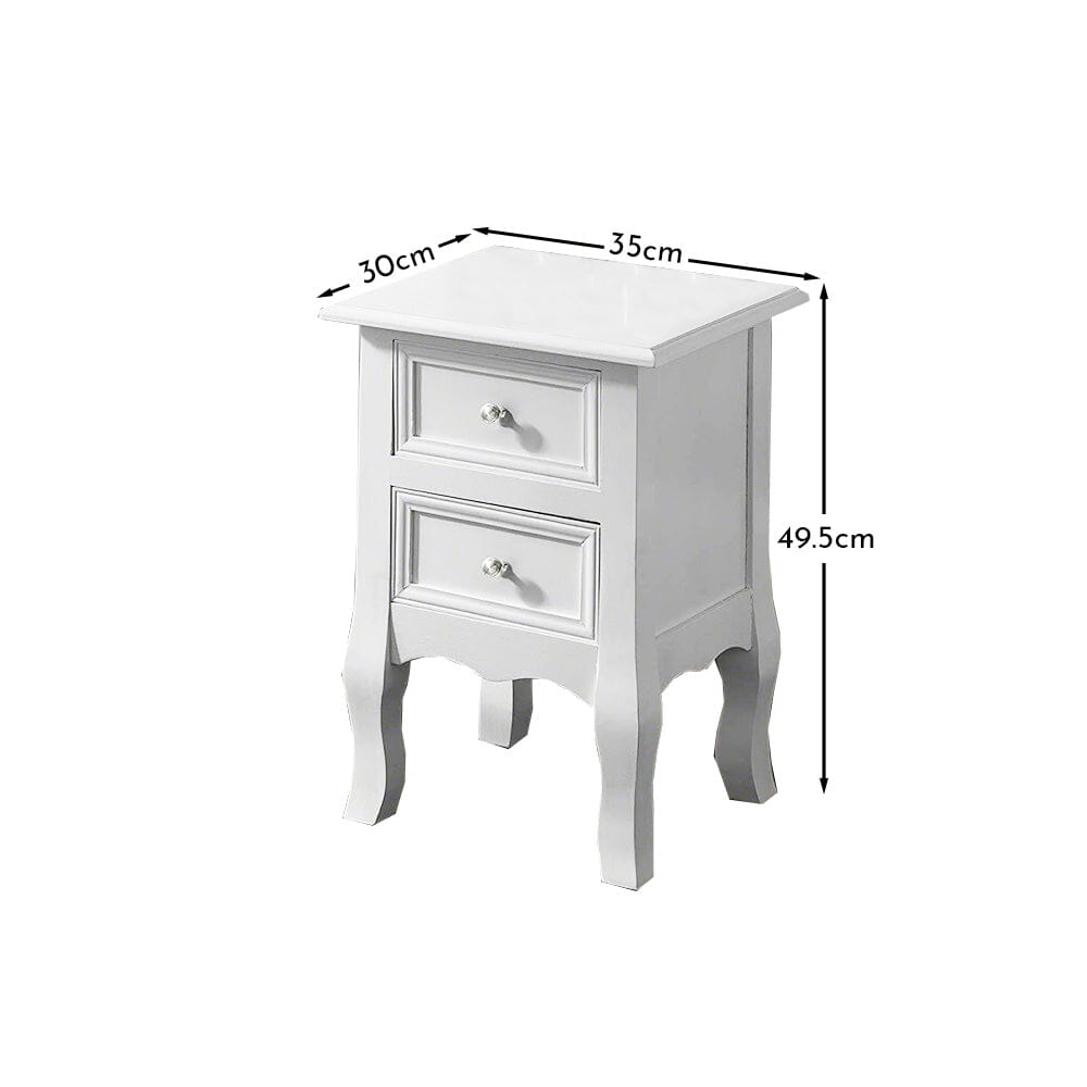 Bette 30cm 2 Drawer Bedside Table - Set of 2 - Ivory White