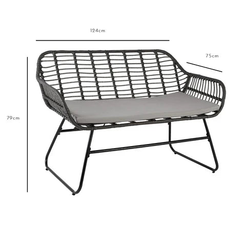 OUTLET - Wick Rattan Garden Sofa Set - Dark Grey