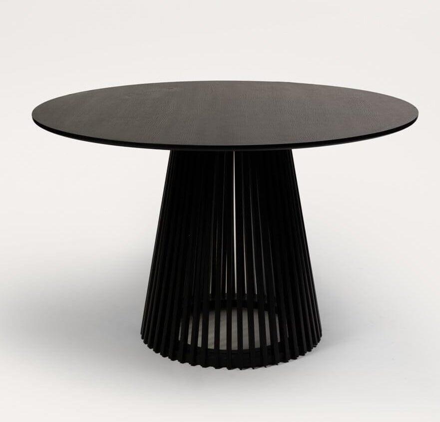 Willow Black Dining Table Set - 4 Seater - Freya Blue Dining Chairs - Black Oak Legs