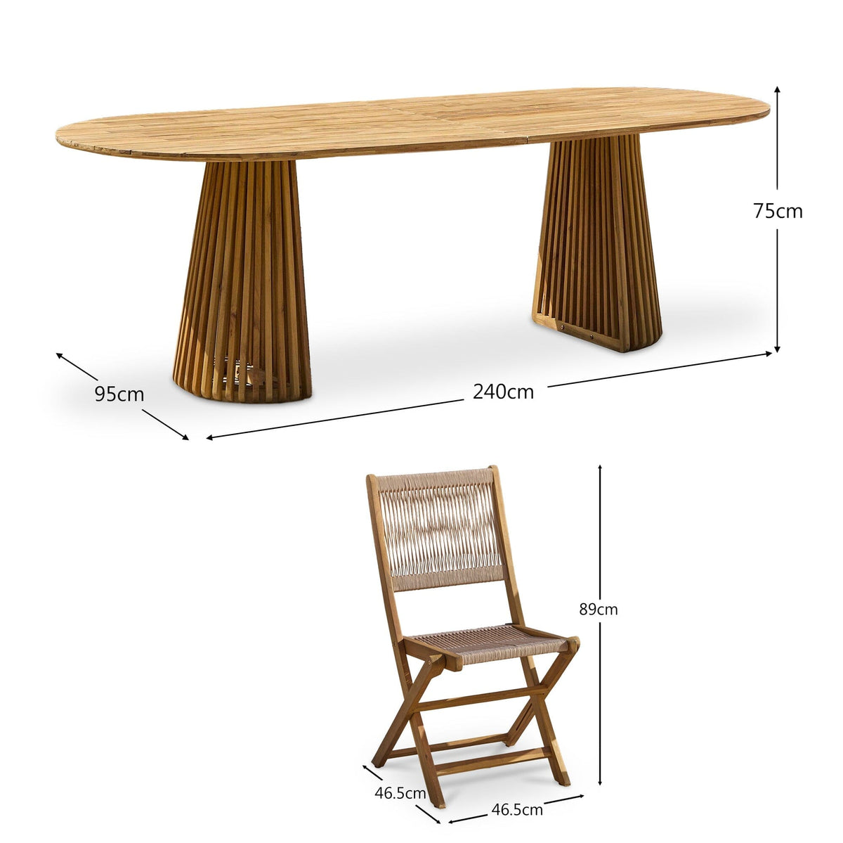 Willow 8 Seater Wooden Garden Dining Set with 8 Cove Rope Chairs