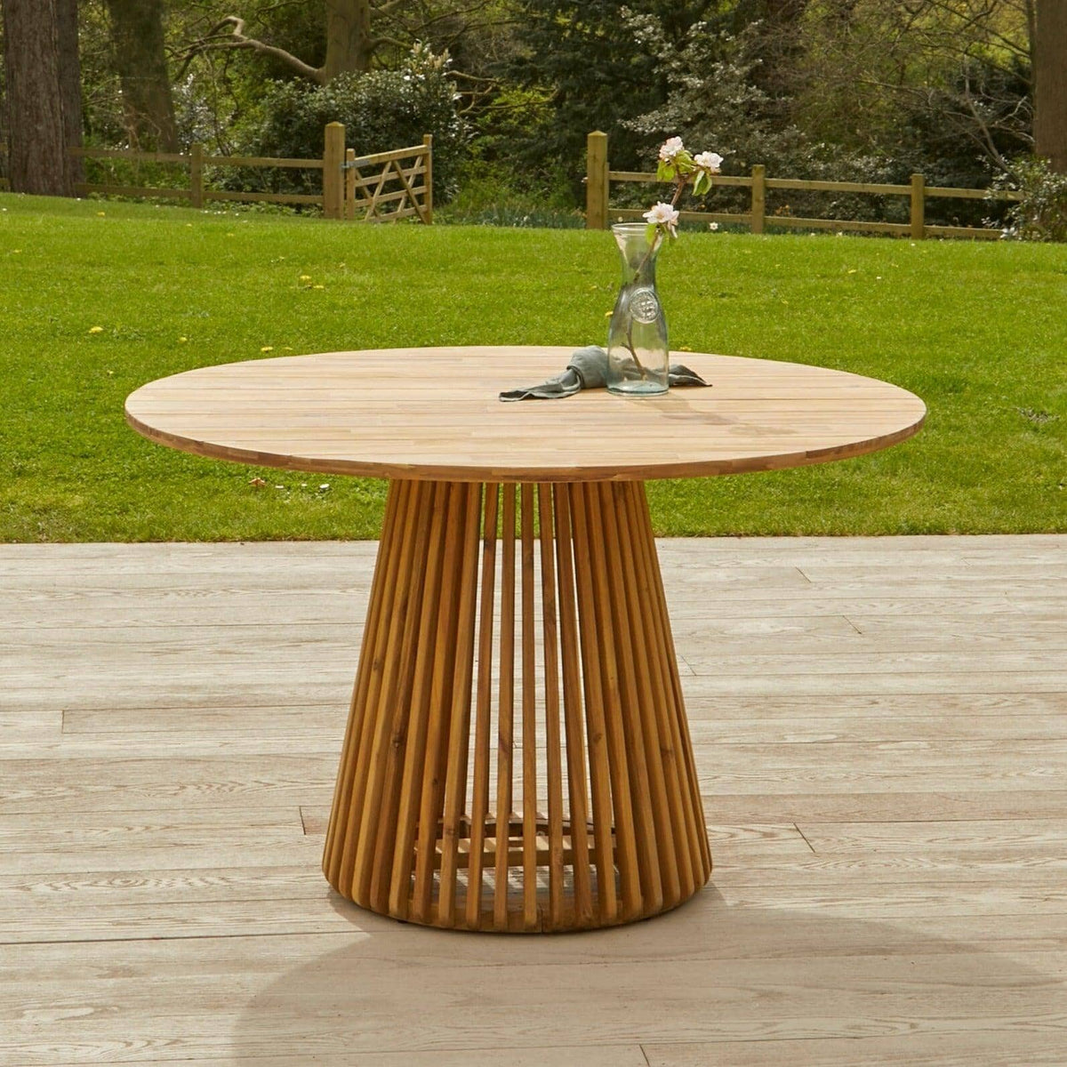 Willow Round Wooden Garden Table - White Acacia
