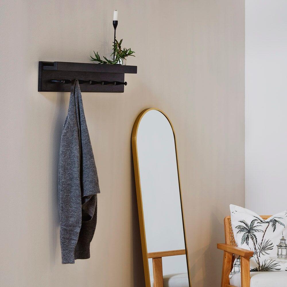 Willow Wooden Coat Rack with Shelf - Black