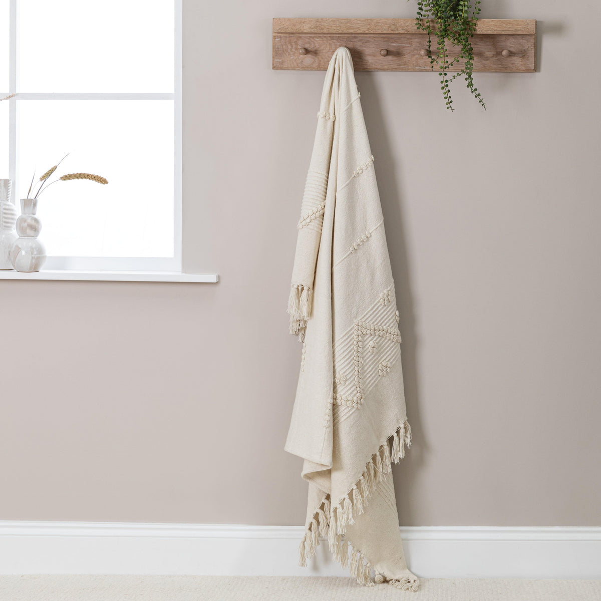 Willow Wooden Coat Rack with Shelf - Whitewash