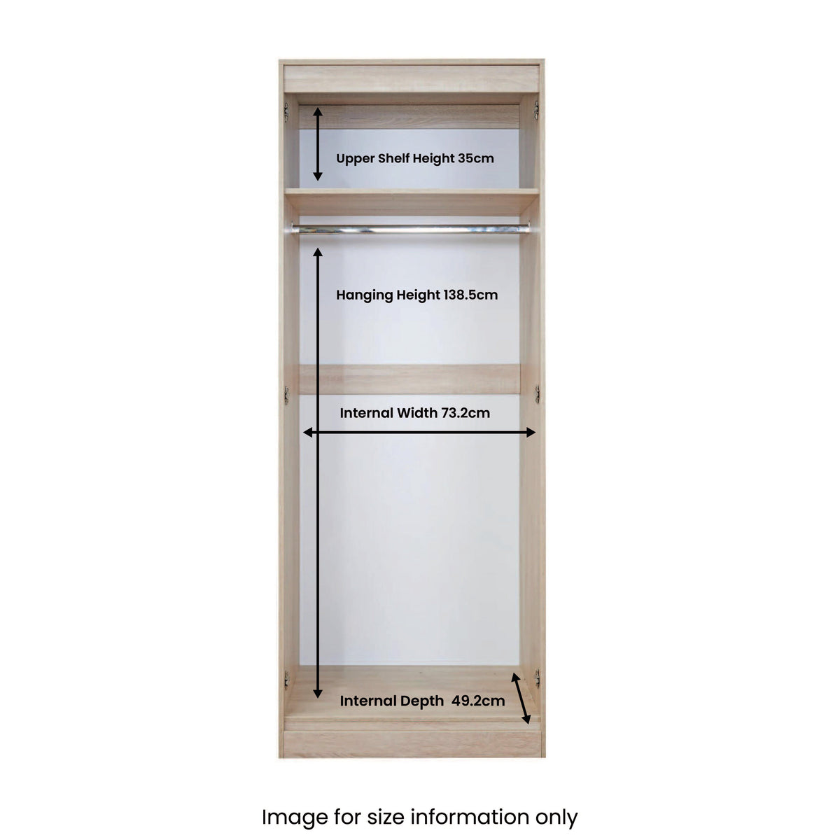 Asher Light Oak 2 Door Double Wardrobe
