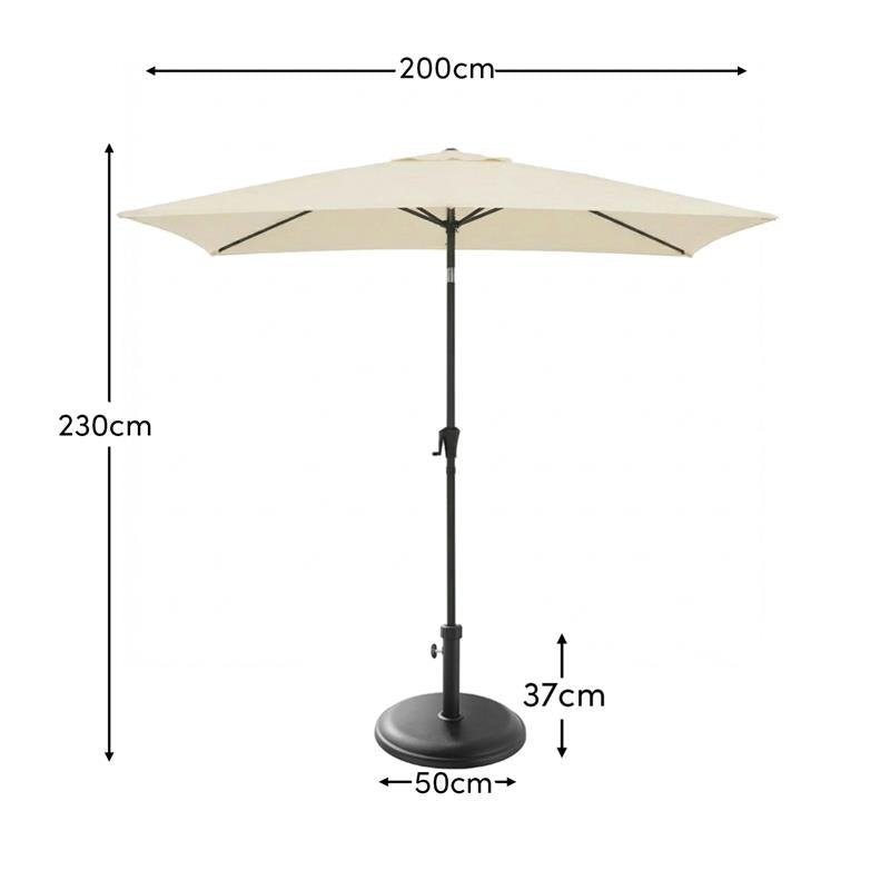 Cream LED Parasol - 2m Square with Black Base