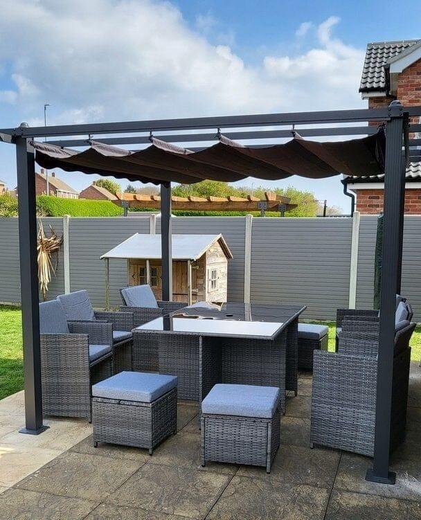 Cube 10 Seater Rattan Outdoor Dining Set - Grey Weave