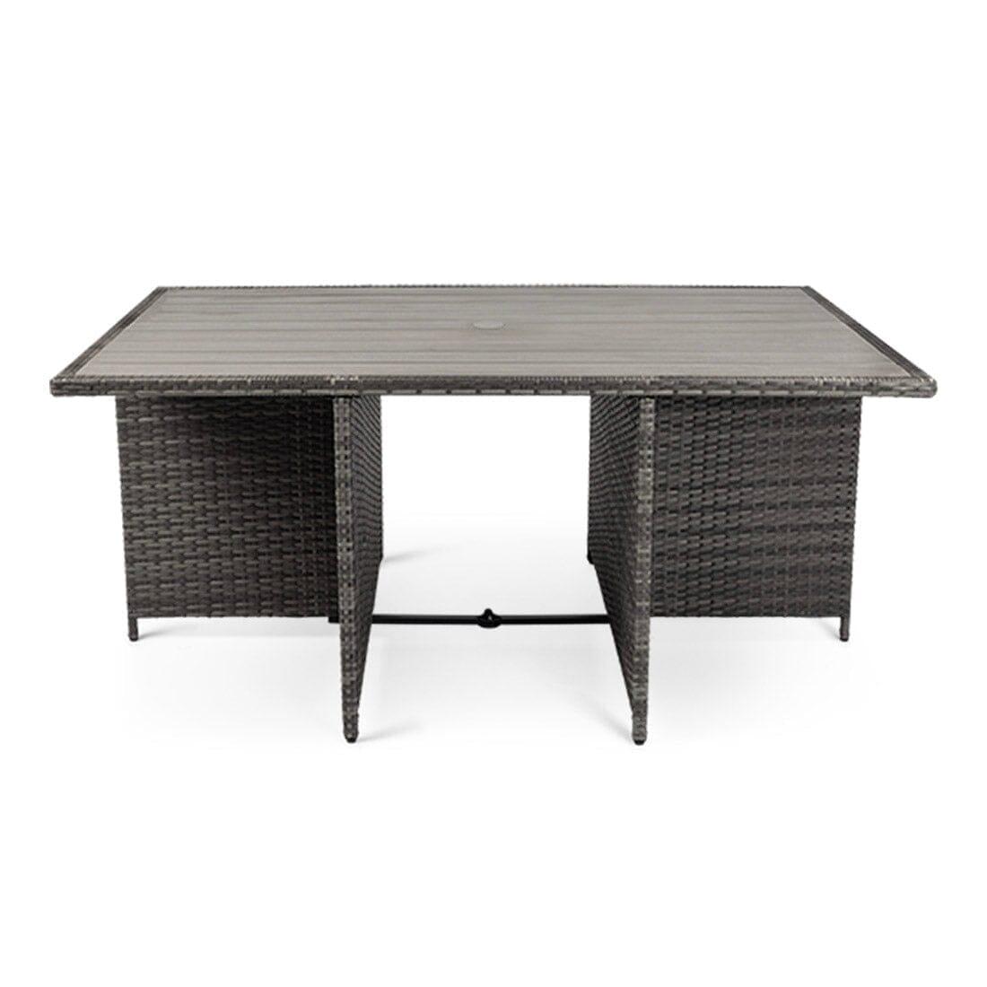 Cube 10 Seater Rattan Outdoor Dining Set - Grey Weave Polywood Top