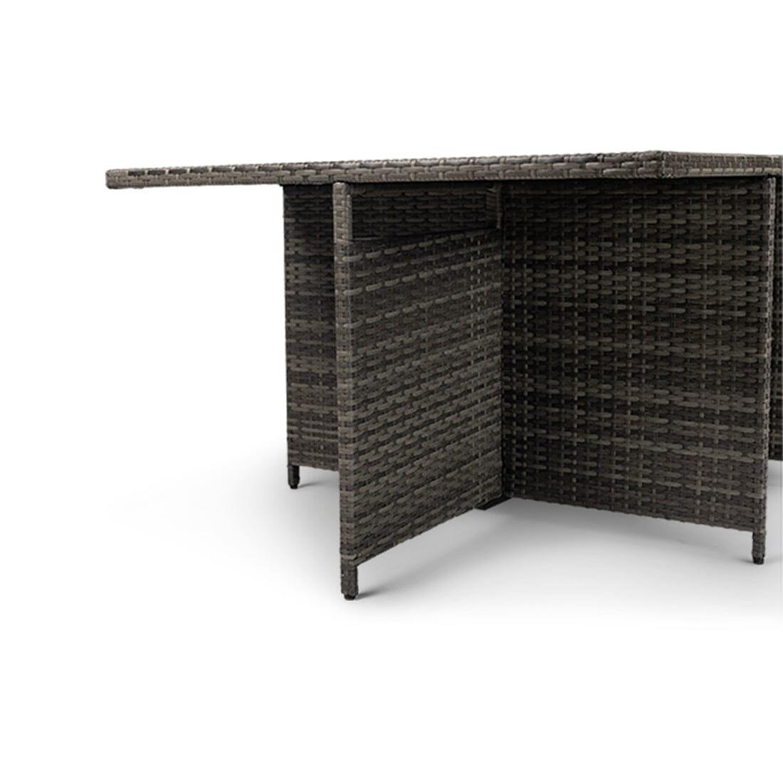Cube 10 Seater Rattan Outdoor Dining Set - Grey Weave Polywood Top