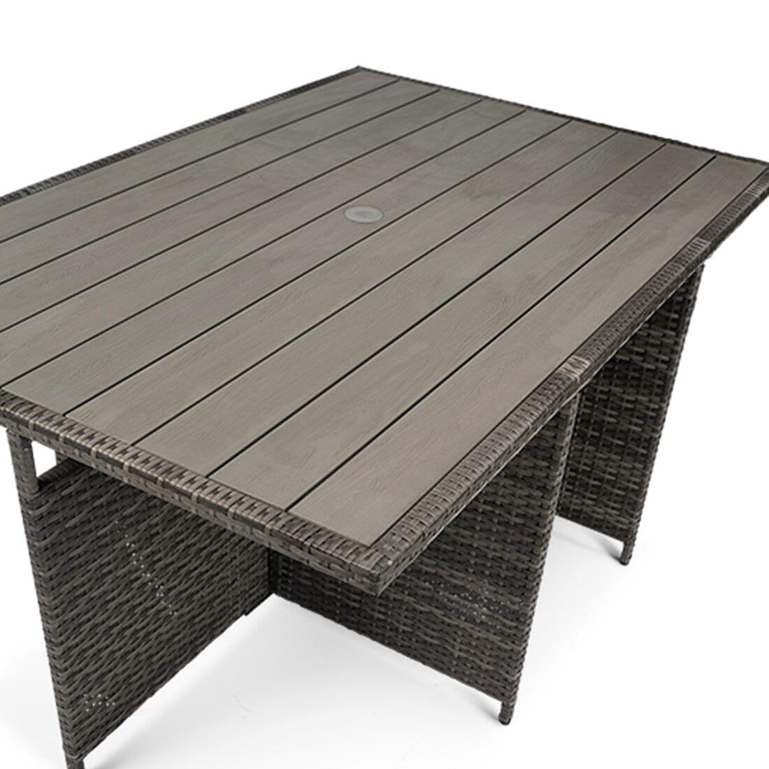 Cube 10 Seater Rattan Outdoor Dining Set - Grey Weave Polywood Top