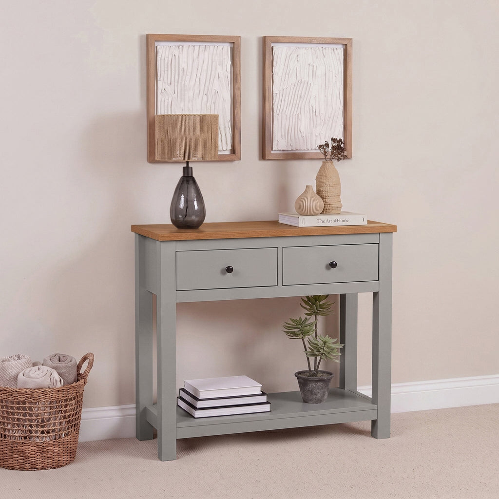 Bampton Stone Grey 2 Drawer Console Table