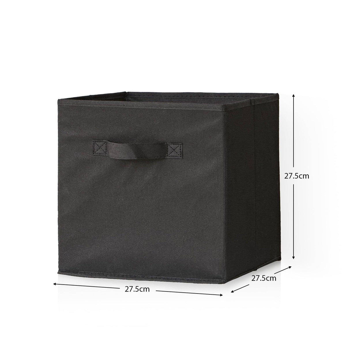 Cara 6 Cube Chalk White Bookcase Wooden Display Unit Shelving Storage Bookshelf Shelves - Black Basket