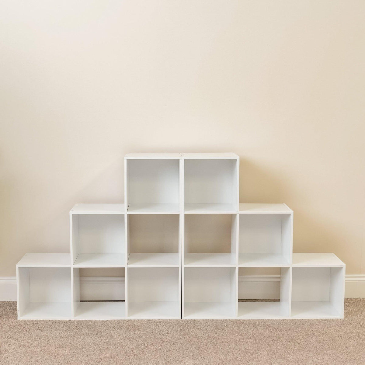 Cara 12 Cube Bookcase Ladder Storage Unit - Chalk White - Two 6 Cube Units