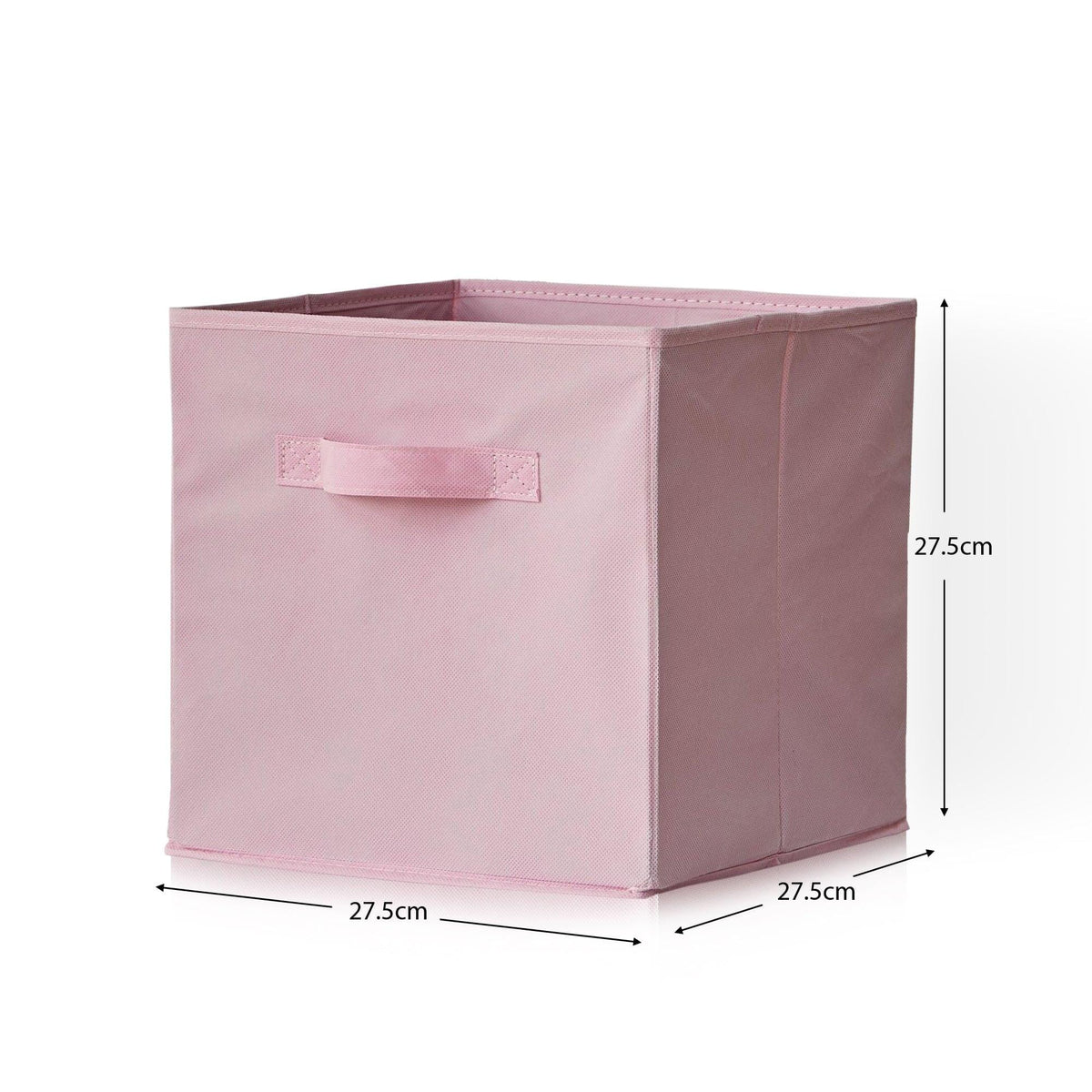Cara 8 Cube Storage Unit in Chalk White & 4 Pink Handled Box Drawers