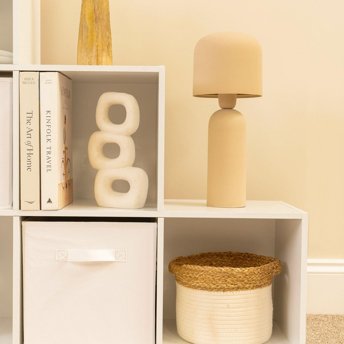 Cara 12 Cube Bookcase Ladder Storage Unit - Chalk White - Two 6 Cube Units - White Basket