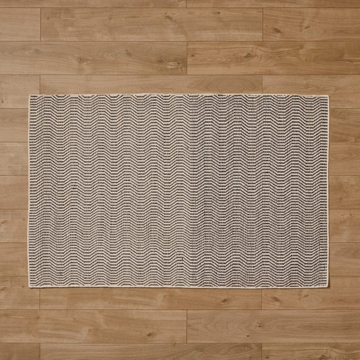 Alverton Clay & Black Geometric Wool with Cotton Rug - 160 x 230cm