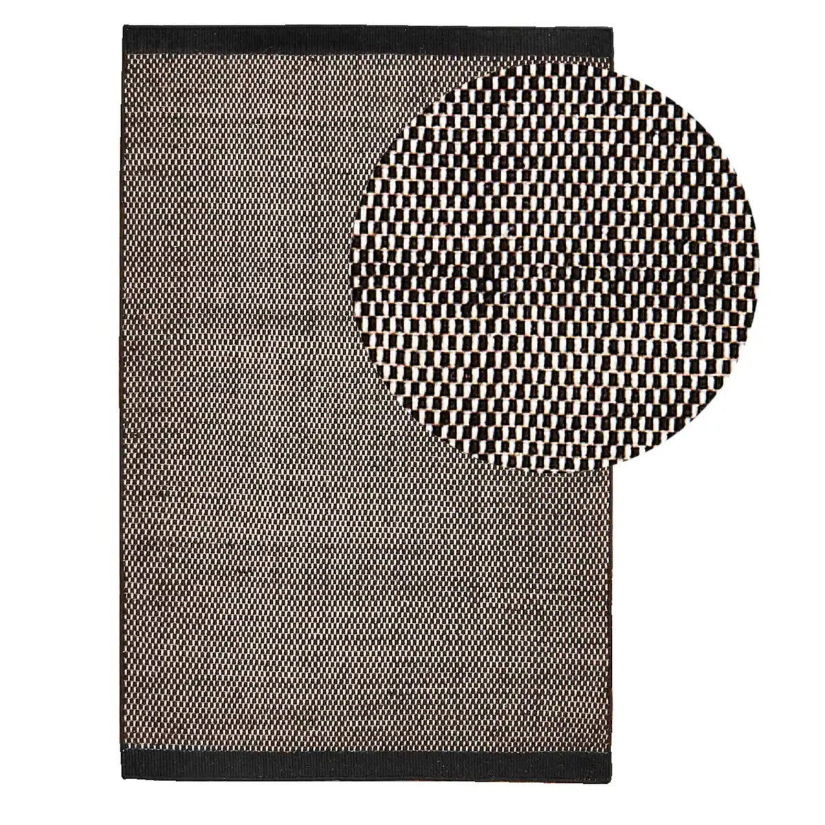 Atcham Black Pebble Wool with Cotton Rug - 120 x 170cm