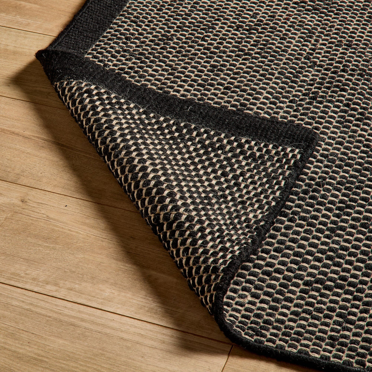 Atcham Black Pebble Wool with Cotton Rug - 120 x 170cm