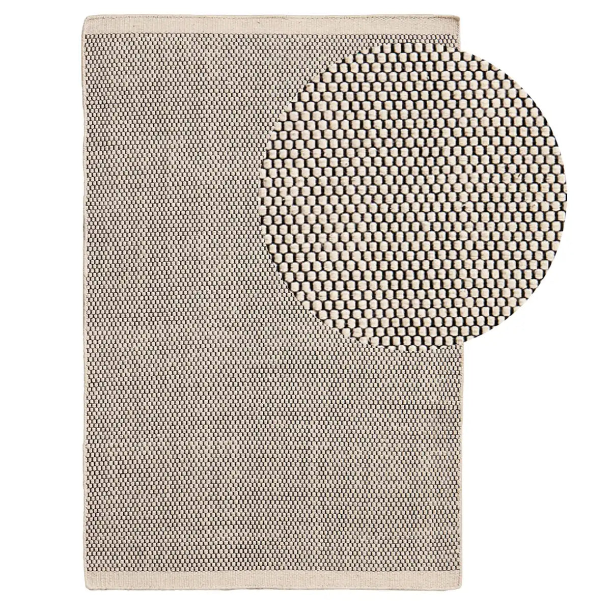 Atcham Black/Natural Pebble Wool with Cotton Rug - 160 x 230cm