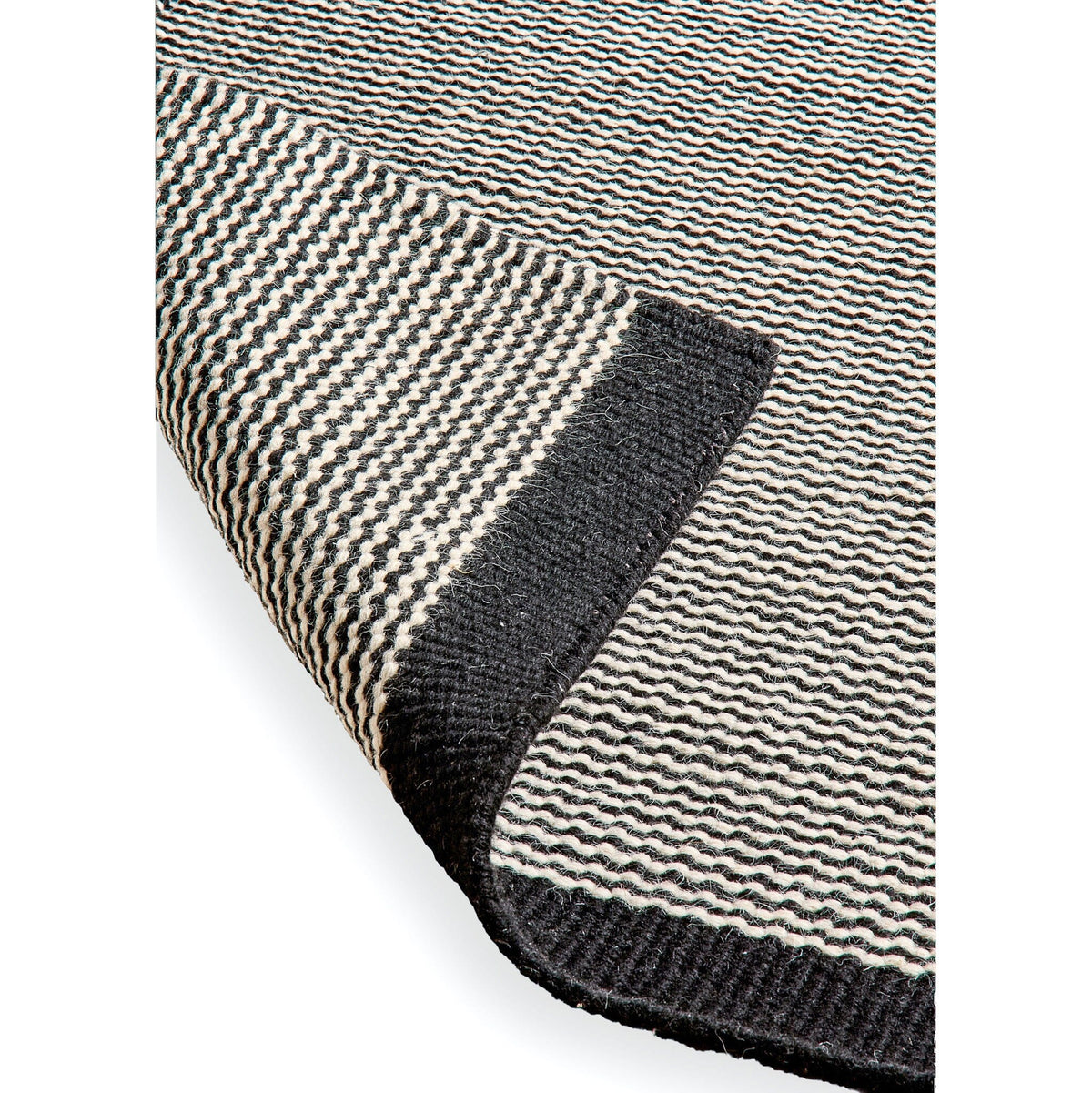Cotham Black & Natural Striped Wool with Cotton Rug - 120 x 170cm