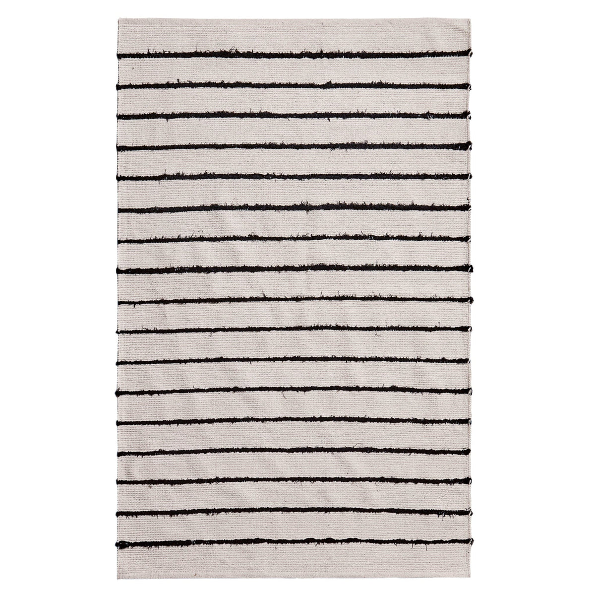 Evedon Black & Natural Striped Cotton Rug - 120 x 170cm