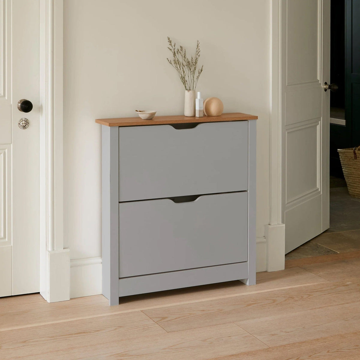 Windsor Shoe Cabinet - 2 Door - Grey