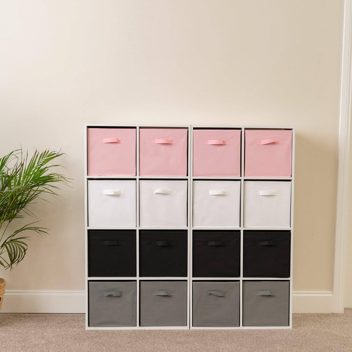 Cara 16 Cube Storage Unit - Chalk White - Two 8x2 Units