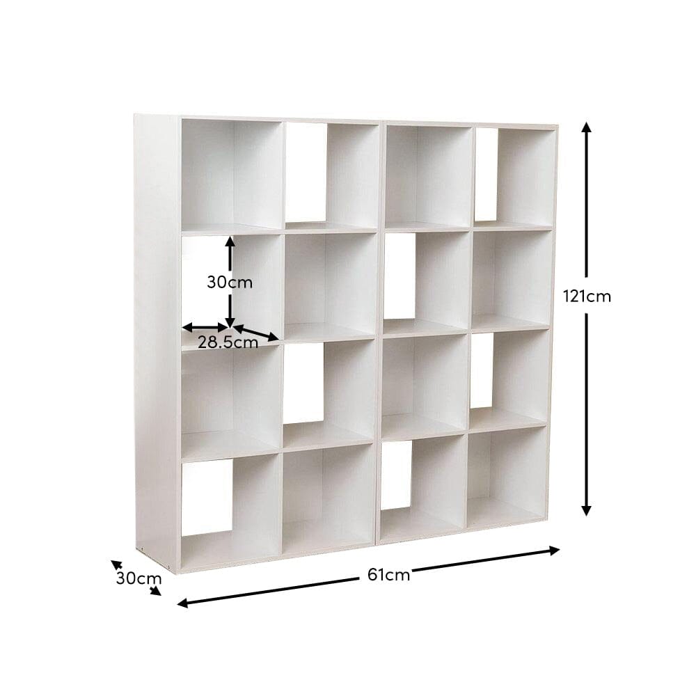 Cara 16 Cube Storage Unit - Chalk White - Two 8x2 Units