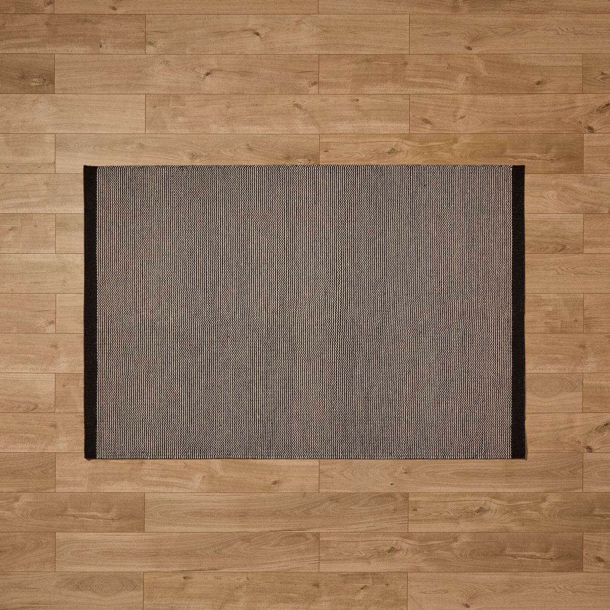 Cotham Black & Natural Striped Wool with Cotton Rug - 120 x 170cm