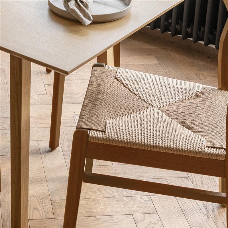 Charlie Oak Dining Table Set  - Extendable - 4 Seater - Faye Woven Oak Dining Chairs