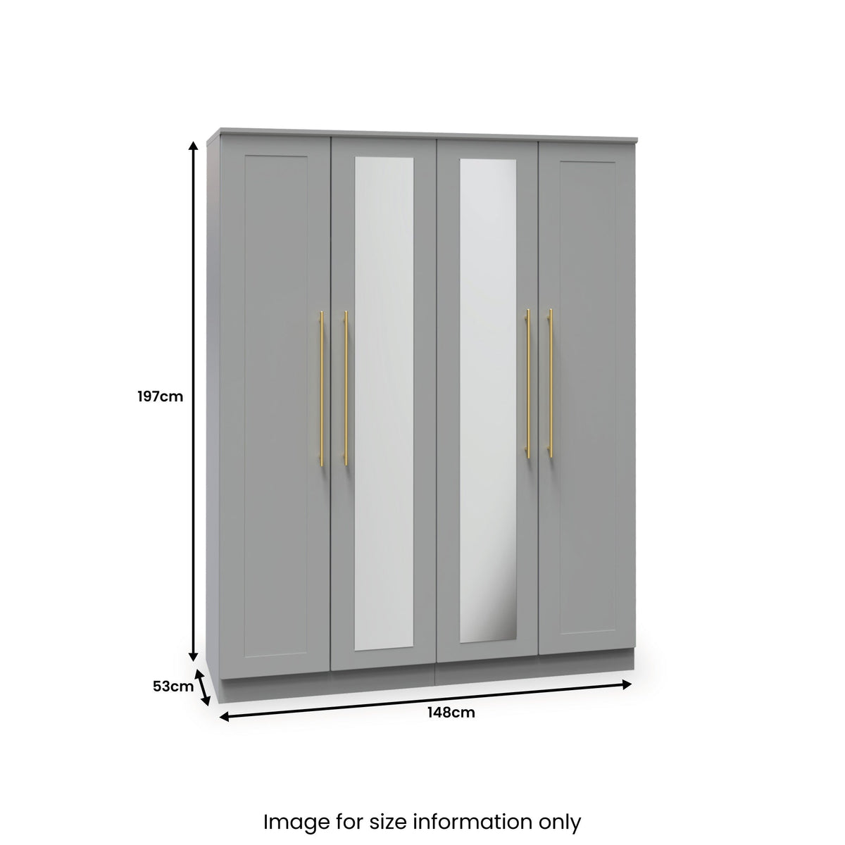Bramham Grey Tall 4 Door 2 Mirror Wardrobe