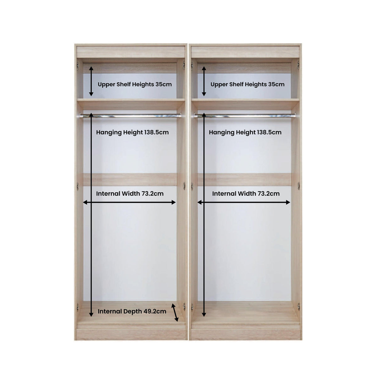 Bellamy Tall 4 Door 2 Central Mirrored Wardrobe