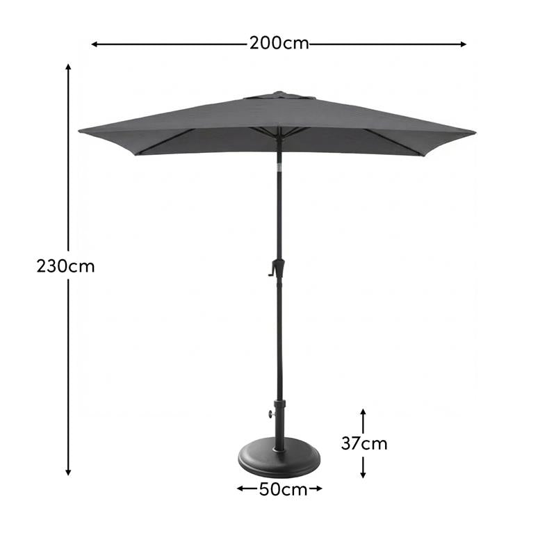 Grey Parasol - 2m Square with Black Base