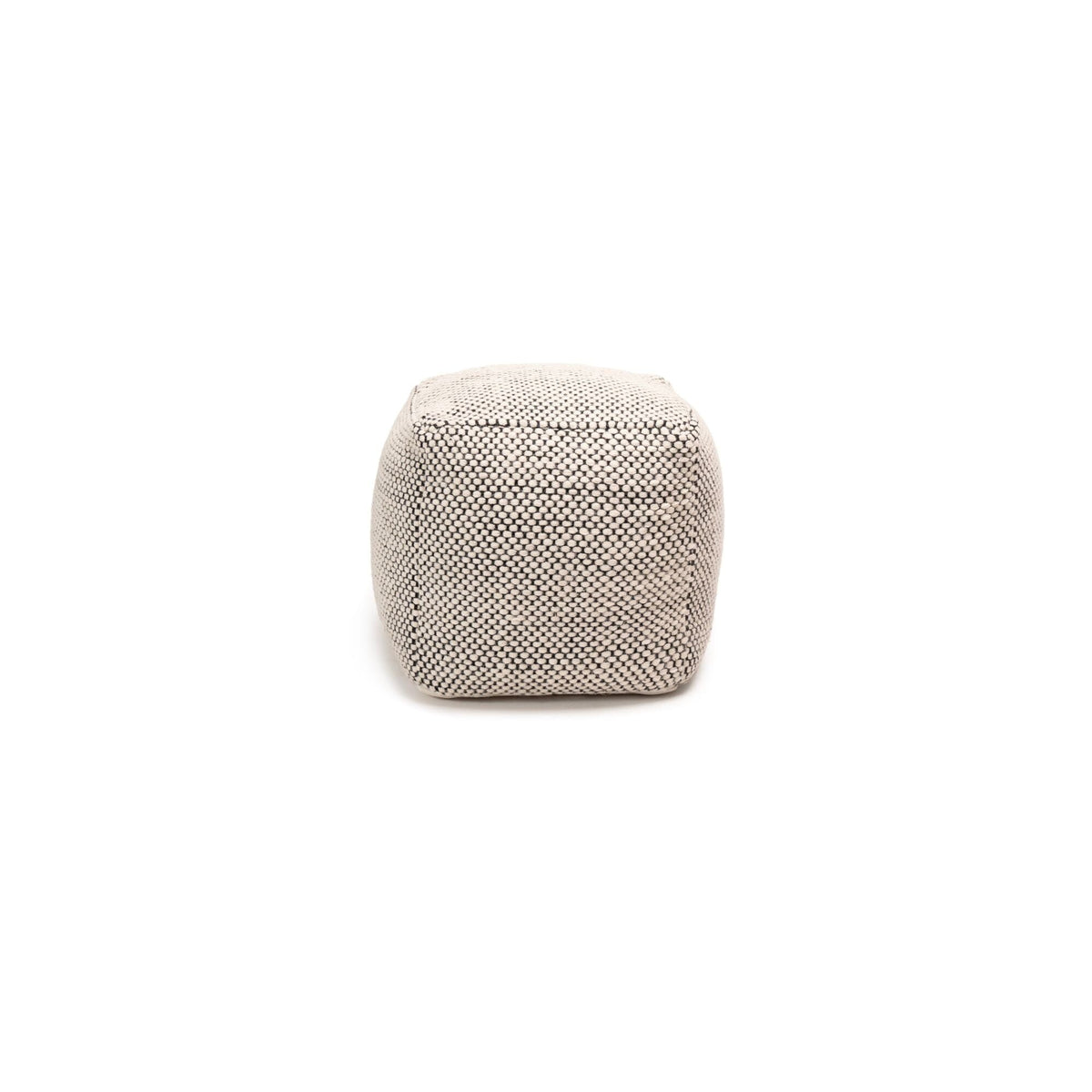 OUTLET - Atcham Wool & Cotton Ottoman Stool - Black/Natural