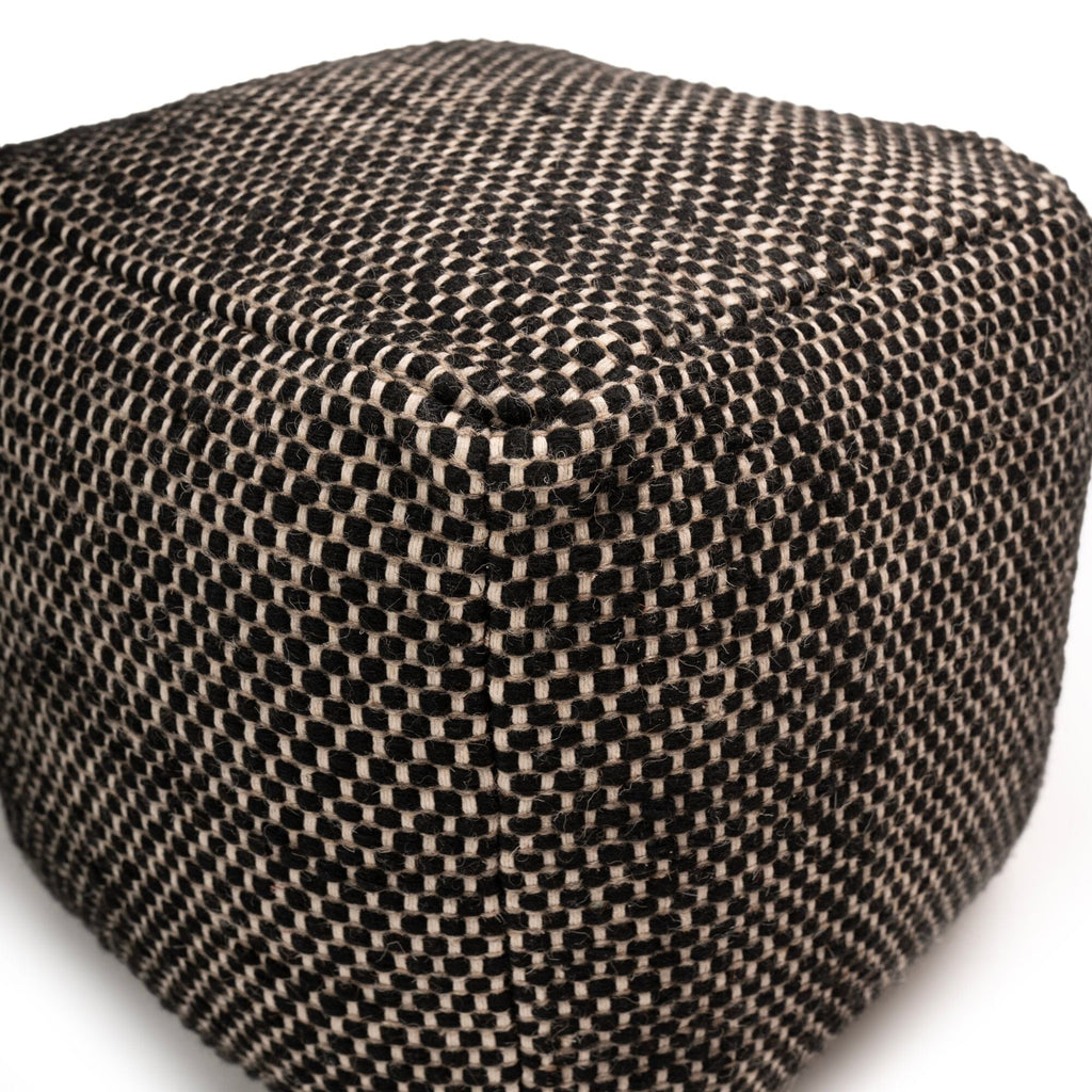 Outlet - Atcham Wool & Cotton Ottoman Stool - Black