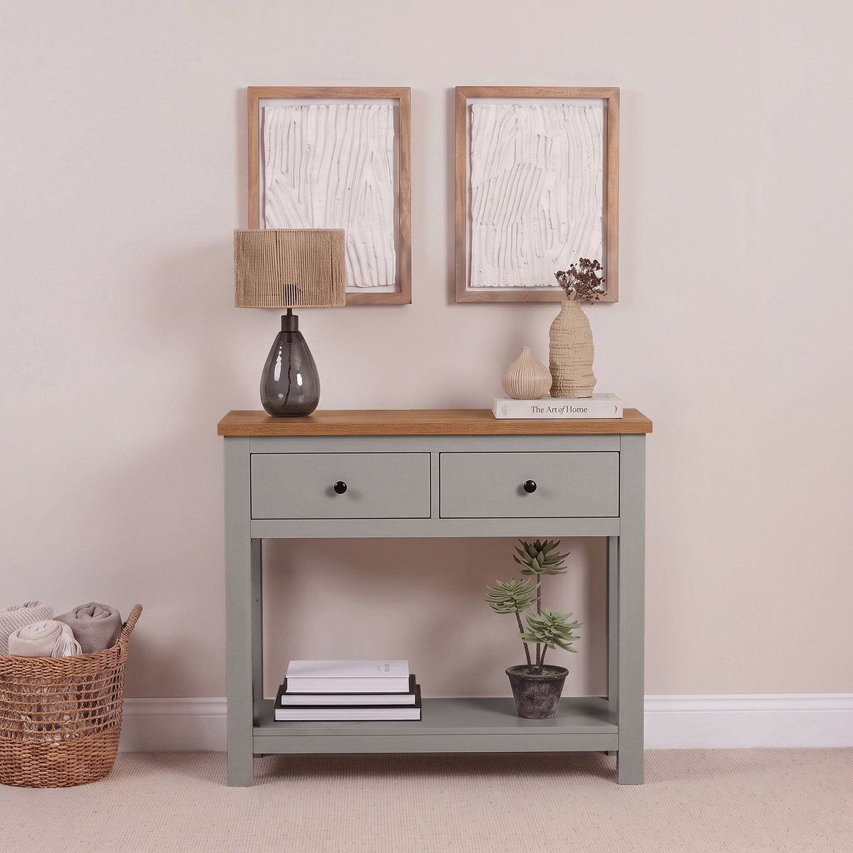 Bampton Stone Grey 2 Drawer Console Table