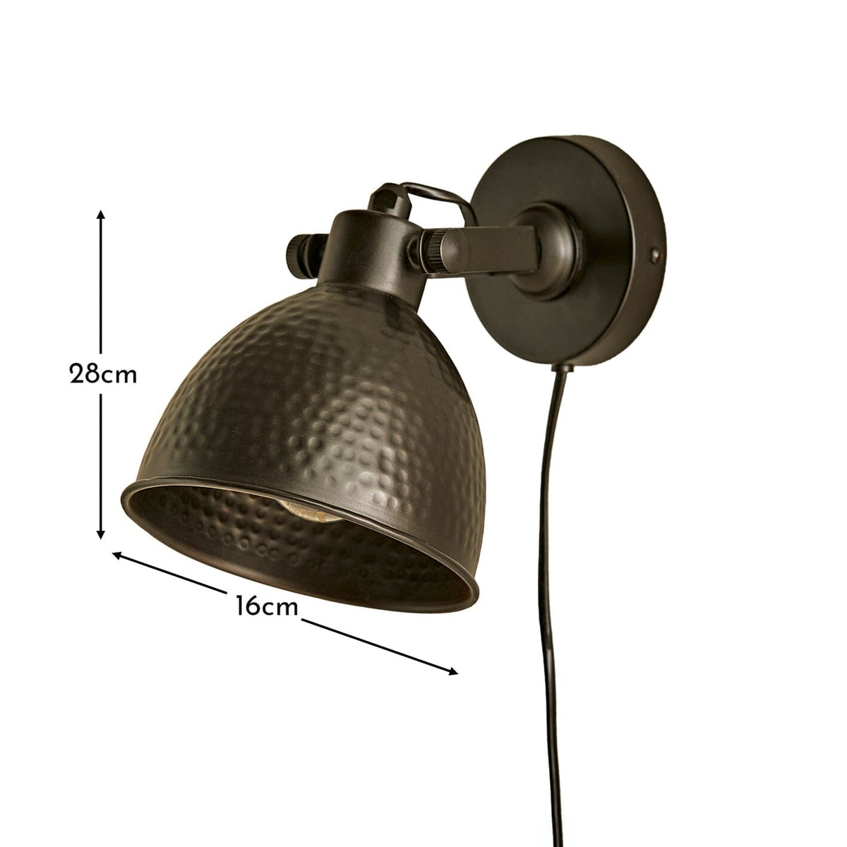 Outlet - Hale Metal Plug in Wall Light - Black